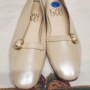 Joan & David Beige Loafers with Gold Accent